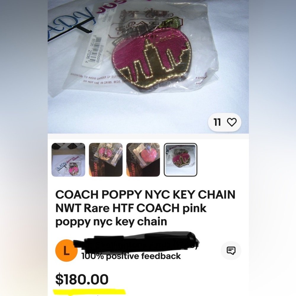 Authentic Coach Vintage Pink Big Apple New York Skyline Keychain! LE - Picture 8 of 8